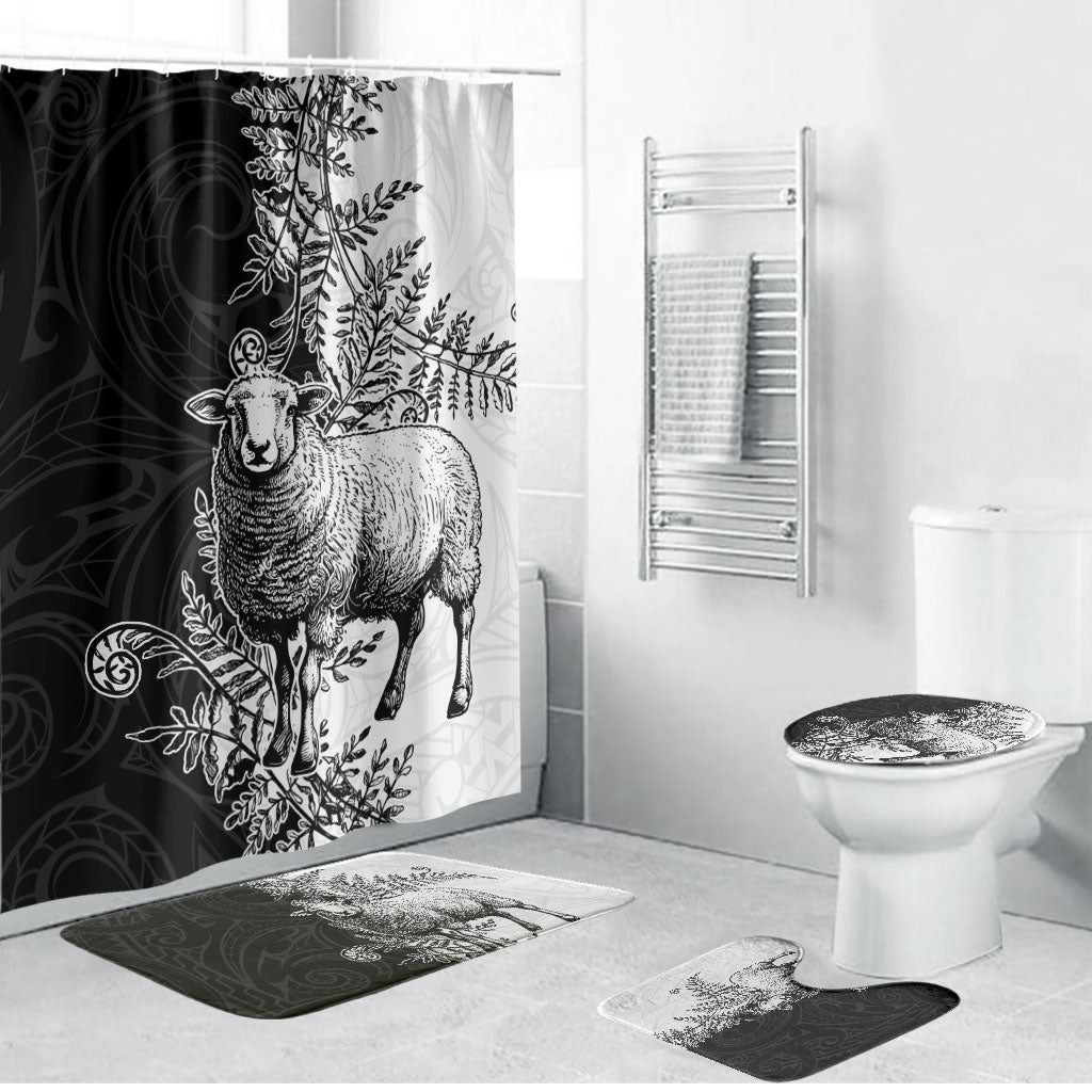New Zealand Aotearoa Hipi Bathroom Set Maori Pattern LT05 Bathroom Set (4 pcs) Black - Polynesian Pride