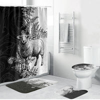 New Zealand Aotearoa Hipi Bathroom Set Maori Pattern LT05 Bathroom Set (4 pcs) Black - Polynesian Pride