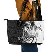 New Zealand Aotearoa Hipi Leather Tote Bag Maori Pattern