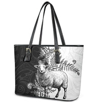New Zealand Aotearoa Hipi Leather Tote Bag Maori Pattern
