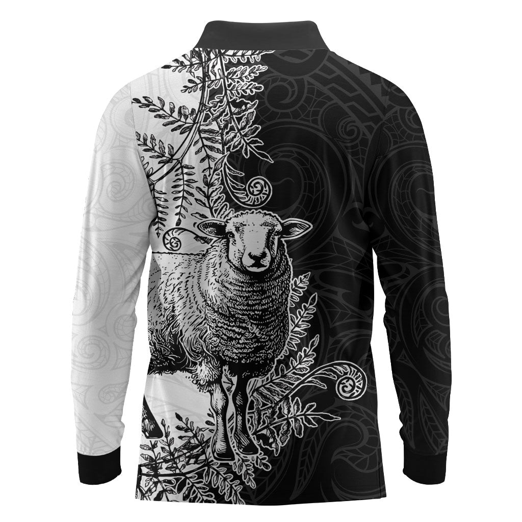 New Zealand Aotearoa Hipi Long Sleeve Polo Shirt Maori Pattern LT05 - Polynesian Pride