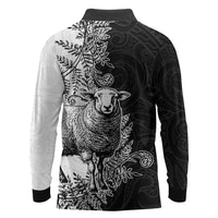 New Zealand Aotearoa Hipi Long Sleeve Polo Shirt Maori Pattern LT05 - Polynesian Pride