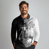 New Zealand Aotearoa Hipi Long Sleeve Polo Shirt Maori Pattern LT05 - Polynesian Pride