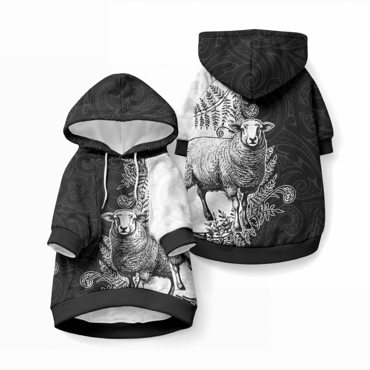 New Zealand Aotearoa Hipi Pet Hoodie Maori Pattern LT05 Pullover Black - Polynesian Pride
