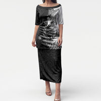 New Zealand Aotearoa Hipi Puletasi Maori Pattern LT05 Long Dress Black - Polynesian Pride