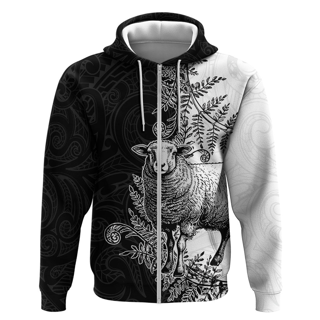 New Zealand Aotearoa Hipi Zip Hoodie Maori Pattern LT05 Zip Hoodie Black - Polynesian Pride