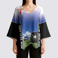 Custom New Zealand Lawn Bowls Kimono Sleeve Blouse Unique Style LT05 - Polynesian Pride