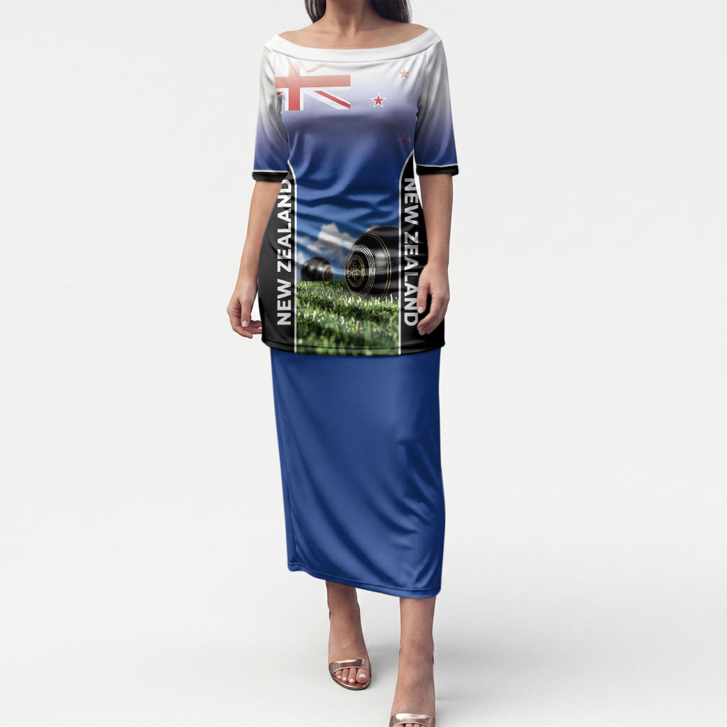 Custom New Zealand Lawn Bowls Puletasi Unique Style LT05 Long Dress Multicolor - Polynesian Pride