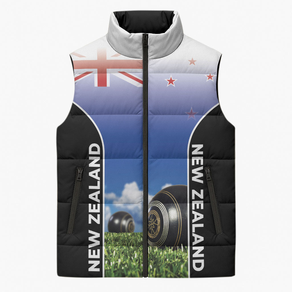 Custom New Zealand Lawn Bowls Sleeveless Puffer Jacket Unique Style