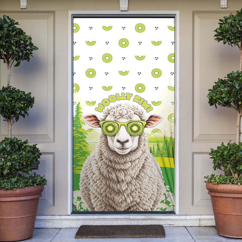 New Zealand Funny Woolly Kiwi Sheep Door Cover LT05 White - Polynesian Pride