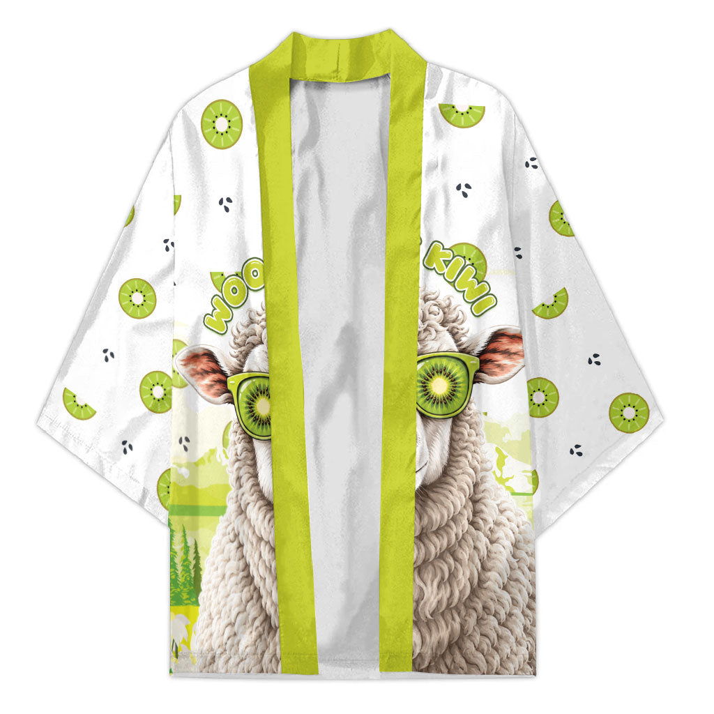 New Zealand Funny Woolly Kiwi Sheep Kimono LT05 Unisex White - Polynesian Pride