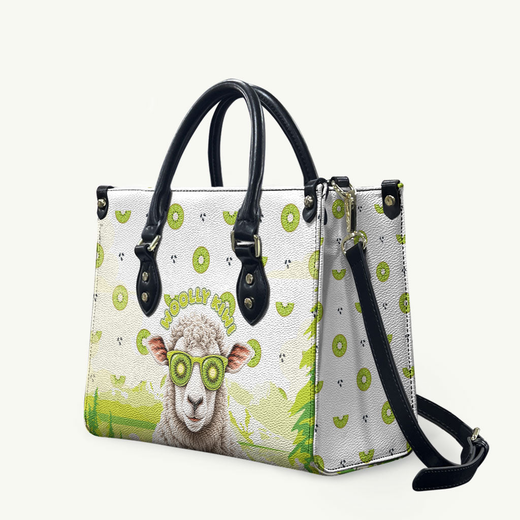 New Zealand Funny Woolly Kiwi Sheep Leather Bag LT05 White - Polynesian Pride