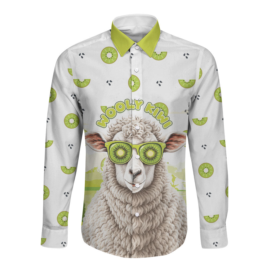 New Zealand Funny Woolly Kiwi Sheep Long Sleeve Button Shirt LT05 Unisex White - Polynesian Pride
