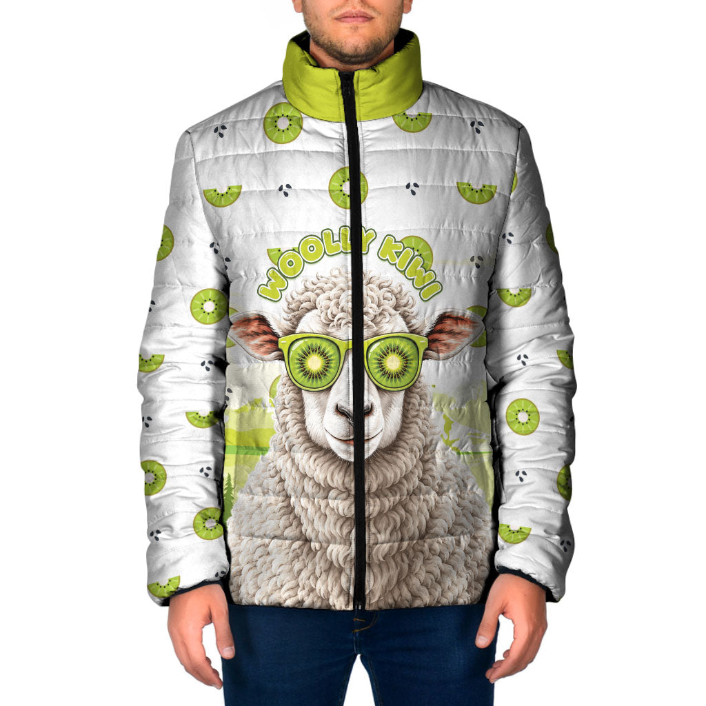 New Zealand Funny Woolly Kiwi Sheep Padded Jacket LT05 Men White - Polynesian Pride