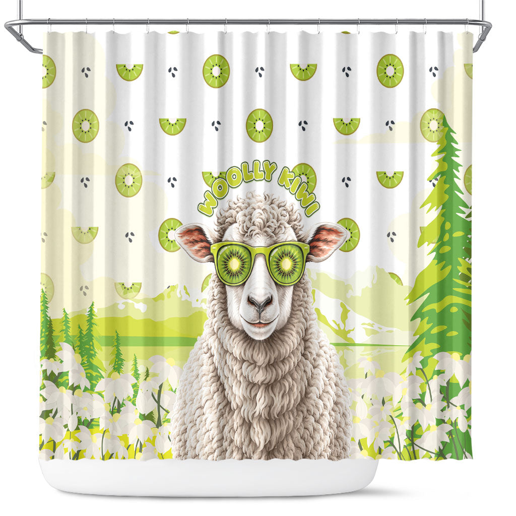 New Zealand Funny Woolly Kiwi Sheep Shower Curtain LT05 White - Polynesian Pride