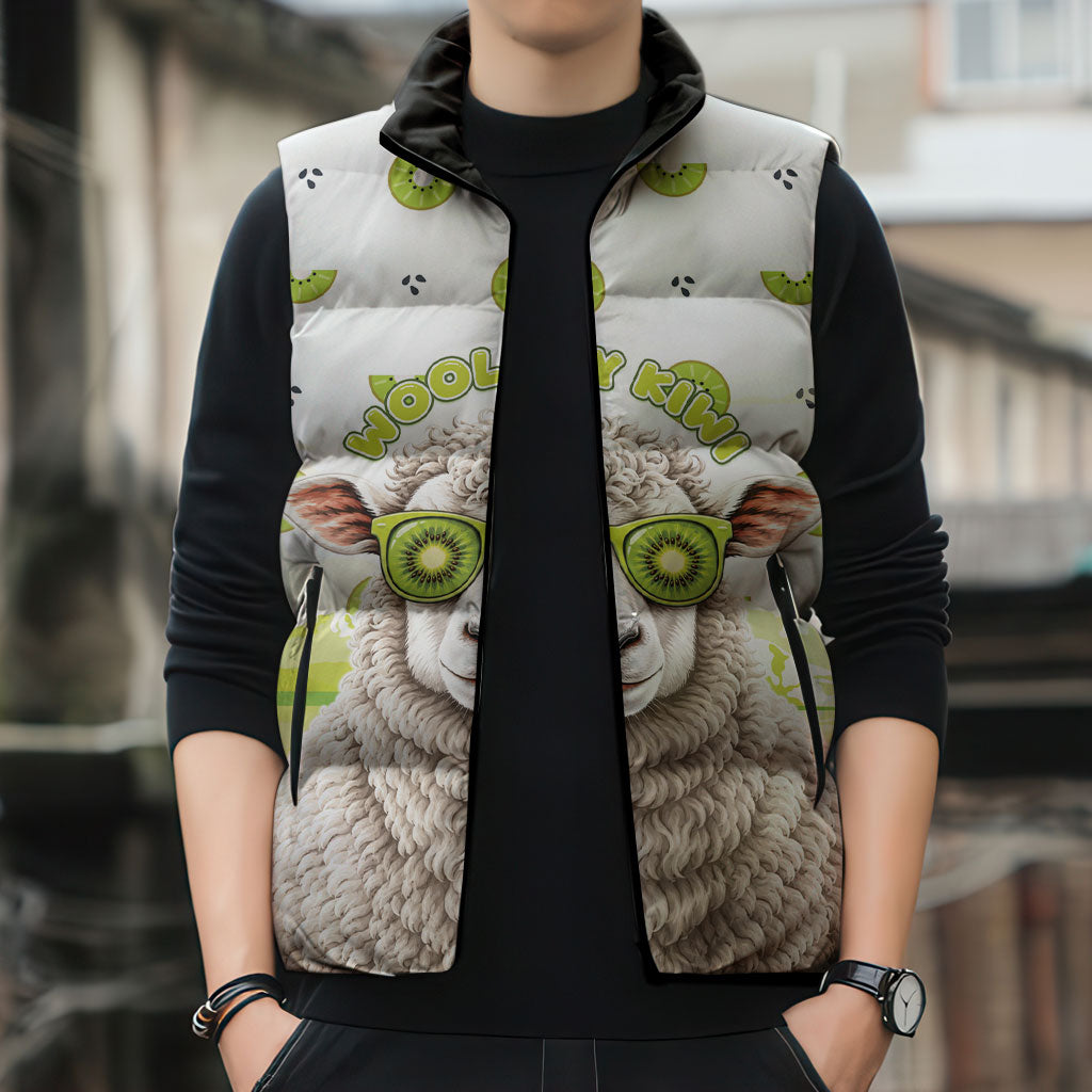 New Zealand Funny Woolly Kiwi Sheep Sleeveless Puffer Jacket LT05 - Polynesian Pride