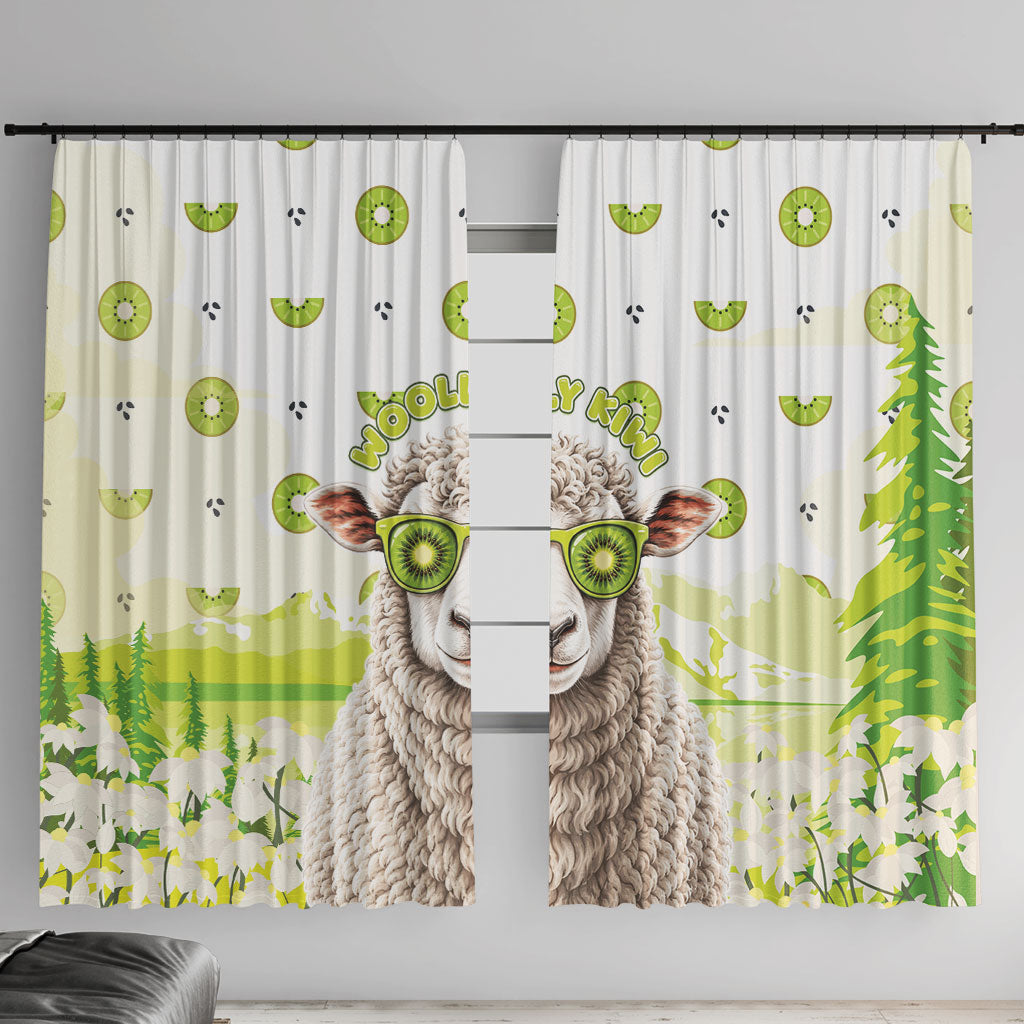 New Zealand Funny Woolly Kiwi Sheep Window Curtain LT05 With Hooks White - Polynesian Pride