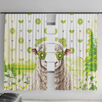 New Zealand Funny Woolly Kiwi Sheep Window Curtain LT05 With Hooks White - Polynesian Pride