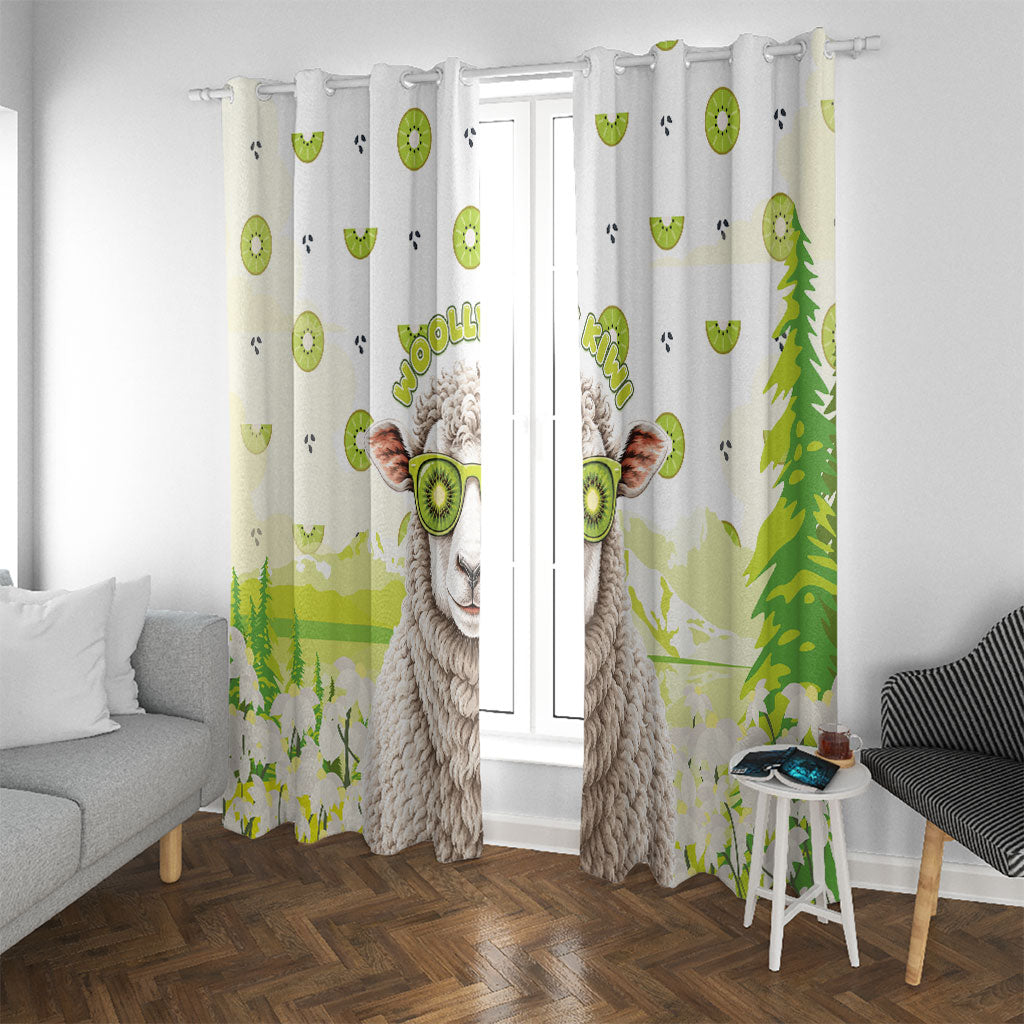 New Zealand Funny Woolly Kiwi Sheep Window Curtain LT05 With Grommets White - Polynesian Pride