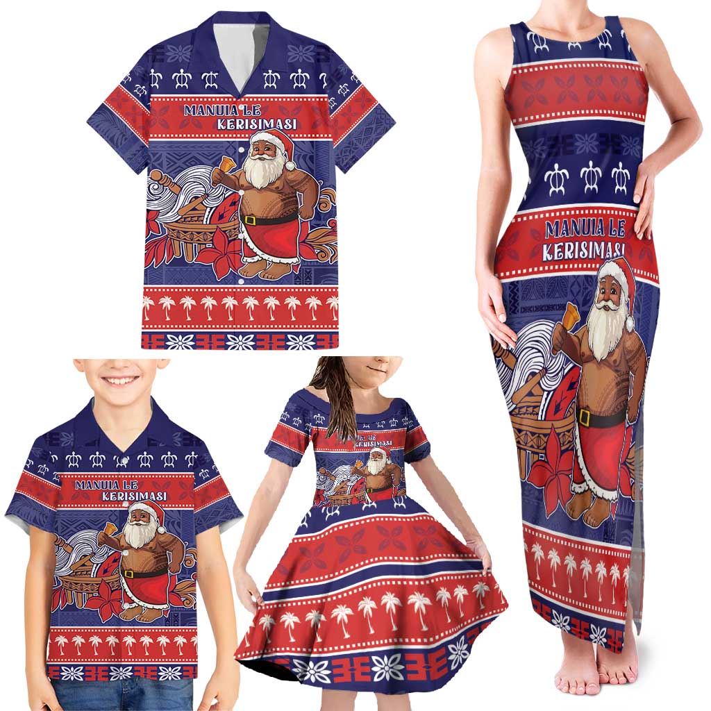 Samoa Christmas Family Matching Tank Maxi Dress and Hawaiian Shirt Samoan Santa Claus Manuia Le Kerisimasi