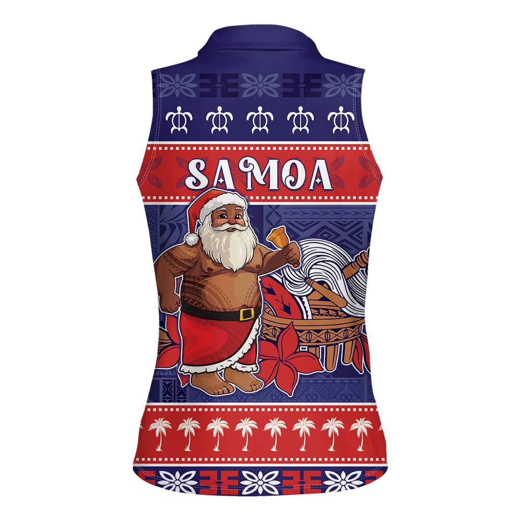 Samoa Christmas Women Sleeveless Polo Shirt Samoan Santa Claus Manuia Le Kerisimasi