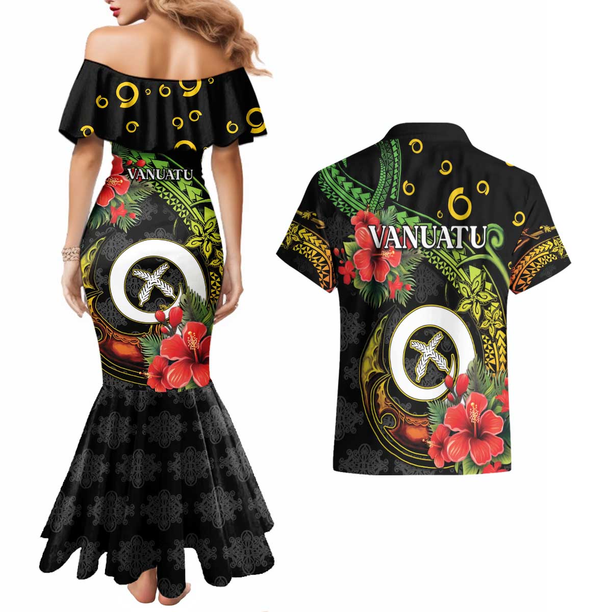 Love Vanuatu Christmas Couples Matching Mermaid Dress and Hawaiian Shirt God Yumi Polynesian Tribal Pattern LT05 - Polynesian Pride