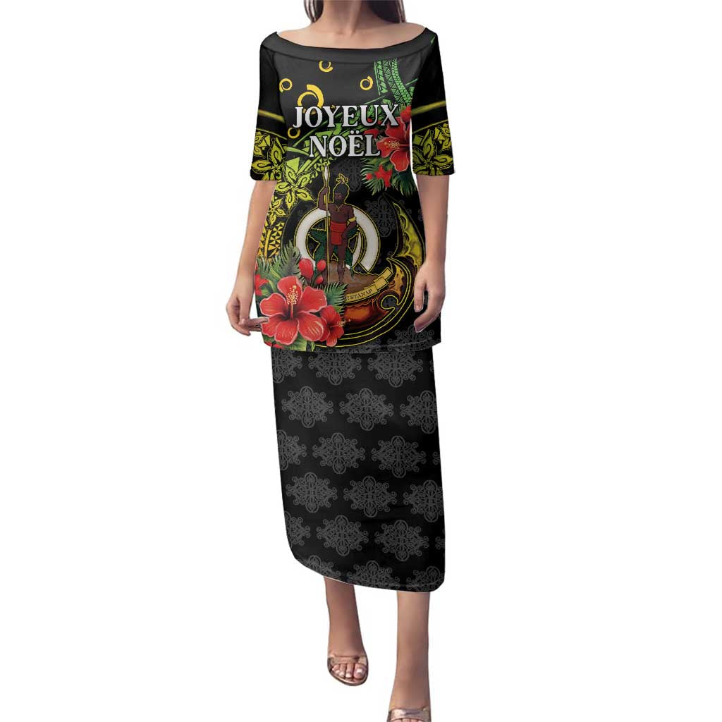 Love Vanuatu Christmas Family Matching Puletasi and Hawaiian Shirt God Yumi Polynesian Tribal Pattern LT05 Mom's Dress Black - Polynesian Pride