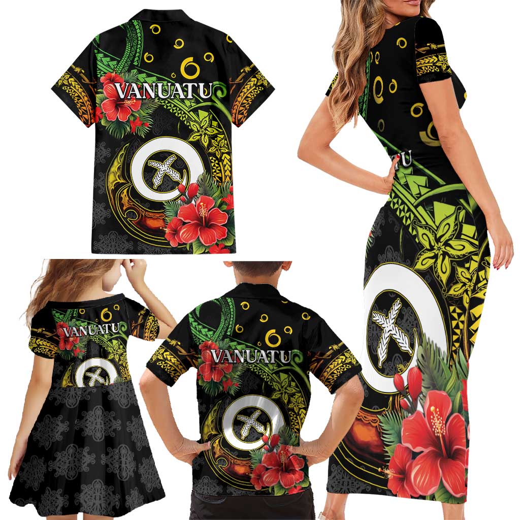 Love Vanuatu Christmas Family Matching Short Sleeve Bodycon Dress and Hawaiian Shirt God Yumi Polynesian Tribal Pattern LT05 - Polynesian Pride
