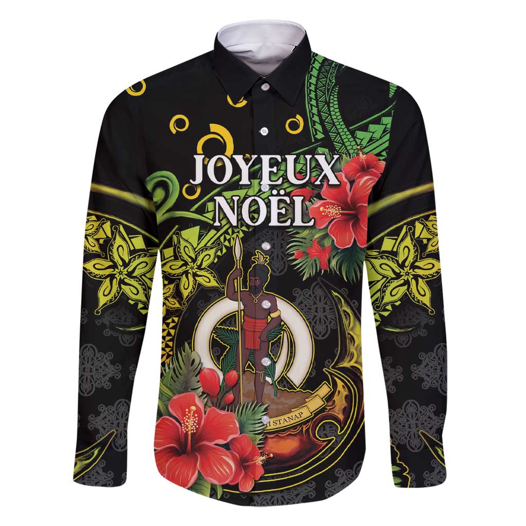 Love Vanuatu Christmas Family Matching Short Sleeve Bodycon Dress and Hawaiian Shirt God Yumi Polynesian Tribal Pattern LT05 Dad's Shirt - Long Sleeve Black - Polynesian Pride