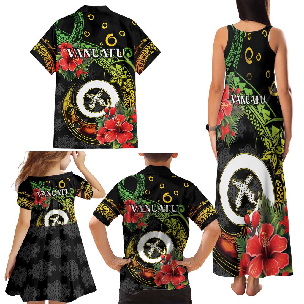 Love Vanuatu Christmas Family Matching Tank Maxi Dress and Hawaiian Shirt God Yumi Polynesian Tribal Pattern