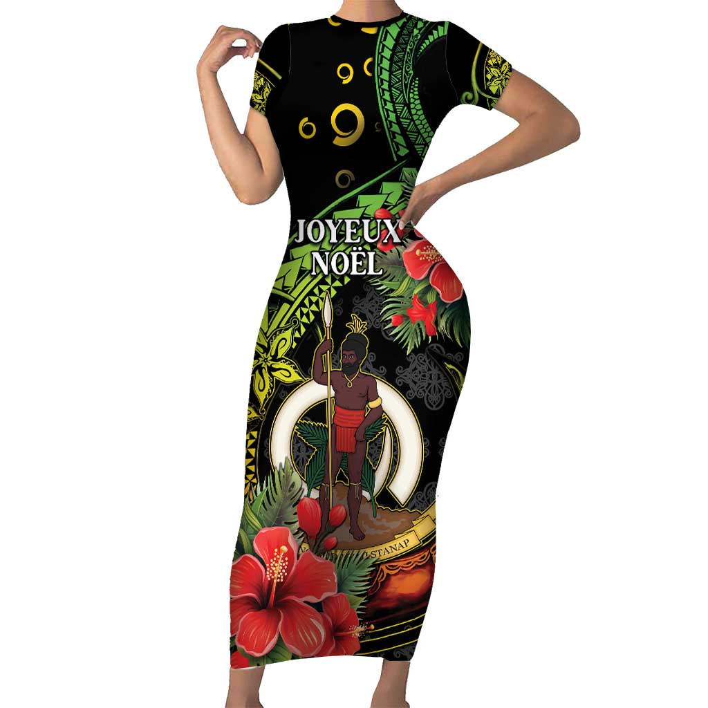 Love Vanuatu Christmas Short Sleeve Bodycon Dress God Yumi Polynesian Tribal Pattern