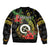 Love Vanuatu Christmas Sleeve Zip Bomber Jacket God Yumi Polynesian Tribal Pattern