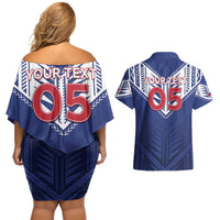 Super Toa Samoa Rugby Custom Couples Matching Off Shoulder Short Dress and Hawaiian Shirt Warrior Spirit LT05