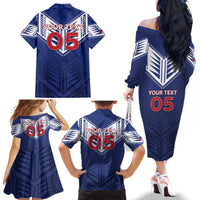 Super Toa Samoa Rugby Custom Family Matching Off The Shoulder Long Sleeve Dress and Hawaiian Shirt Warrior Spirit LT05