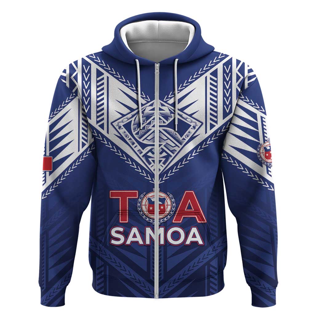 Super Toa Samoa Rugby Custom Zip Hoodie Warrior Spirit LT05