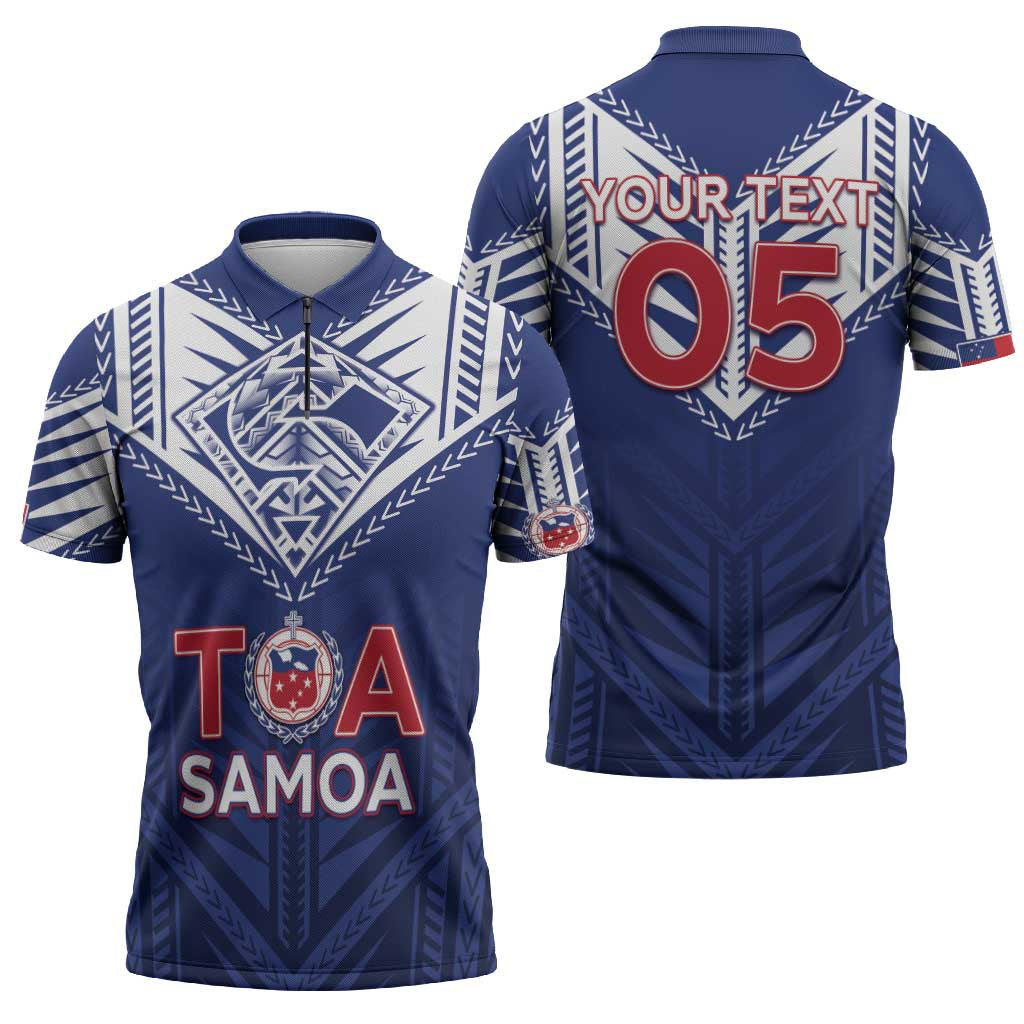 Super Toa Samoa Rugby Custom Zipper Polo Shirt Warrior Spirit LT05