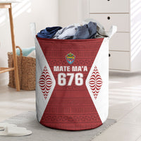 Mate Maa Tonga Rugby Laundry Basket Kupesi Tokelau Feletoa Pattern LT05 Red - Polynesian Pride