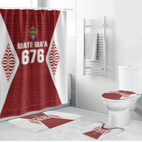 Mate Maa Tonga Rugby Bathroom Set Kupesi Tokelau Feletoa Pattern LT05 Bathroom Set (4 pcs) Red - Polynesian Pride
