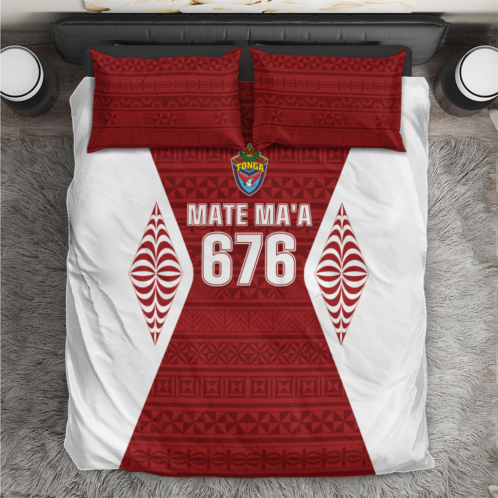 Mate Maa Tonga Rugby Bedding Set Kupesi Tokelau Feletoa Pattern LT05 Red - Polynesian Pride