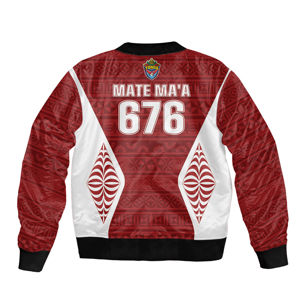 Mate Maa Tonga Rugby Bomber Jacket Kupesi Tokelau Feletoa Pattern LT05 - Polynesian Pride