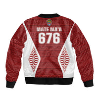 Mate Maa Tonga Rugby Bomber Jacket Kupesi Tokelau Feletoa Pattern LT05 - Polynesian Pride