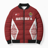 Mate Maa Tonga Rugby Bomber Puffer Jacket Kupesi Tokelau Feletoa Pattern LT05 Unisex Red - Polynesian Pride