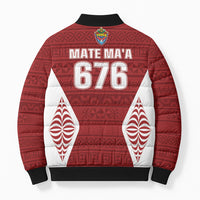 Mate Maa Tonga Rugby Bomber Puffer Jacket Kupesi Tokelau Feletoa Pattern LT05 - Polynesian Pride