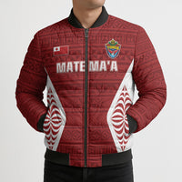 Mate Maa Tonga Rugby Bomber Puffer Jacket Kupesi Tokelau Feletoa Pattern LT05 - Polynesian Pride
