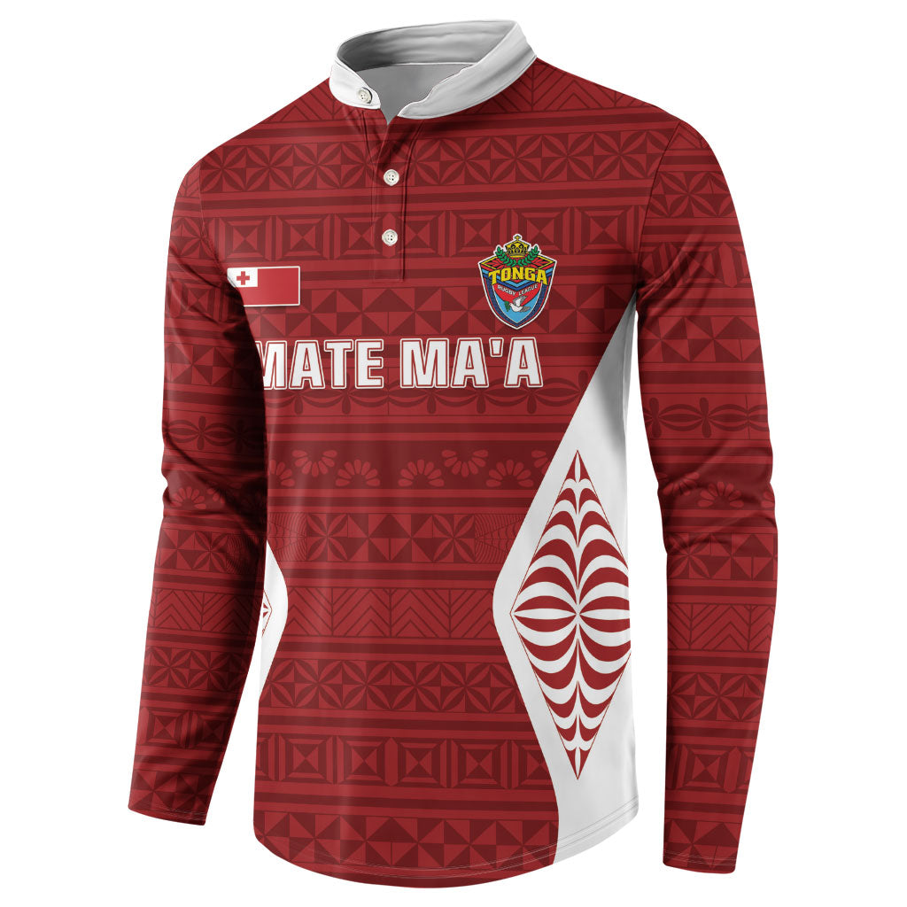Mate Maa Tonga Rugby Button Sweatshirt Kupesi Tokelau Feletoa Pattern LT05 - Polynesian Pride