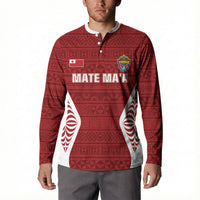 Mate Maa Tonga Rugby Button Sweatshirt Kupesi Tokelau Feletoa Pattern LT05 - Polynesian Pride
