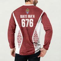 Mate Maa Tonga Rugby Button Sweatshirt Kupesi Tokelau Feletoa Pattern LT05 - Polynesian Pride