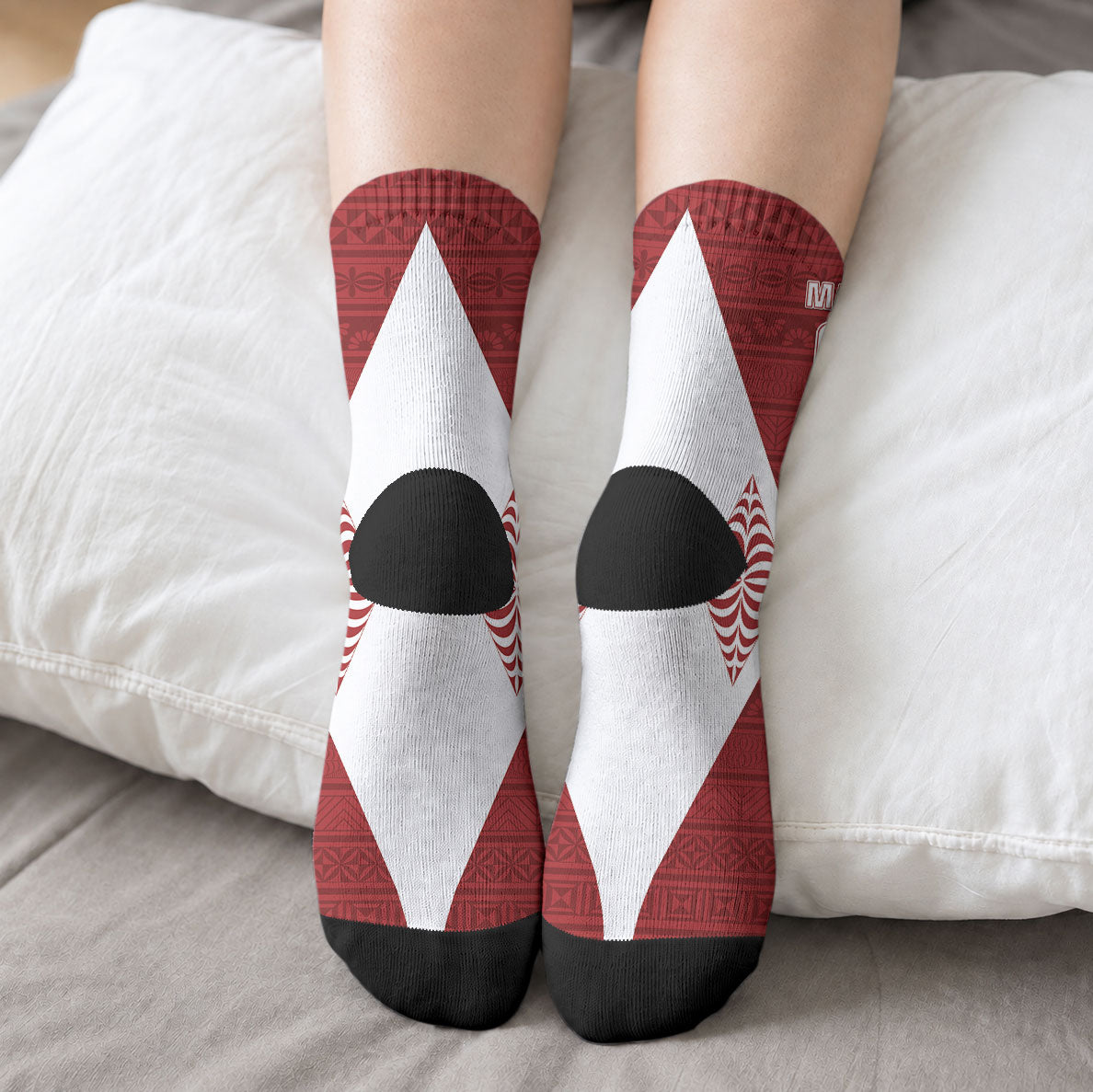 Mate Maa Tonga Rugby Crew Socks Kupesi Tokelau Feletoa Pattern LT05 - Polynesian Pride