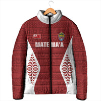 Mate Maa Tonga Rugby Padded Jacket Kupesi Tokelau Feletoa Pattern LT05 - Polynesian Pride