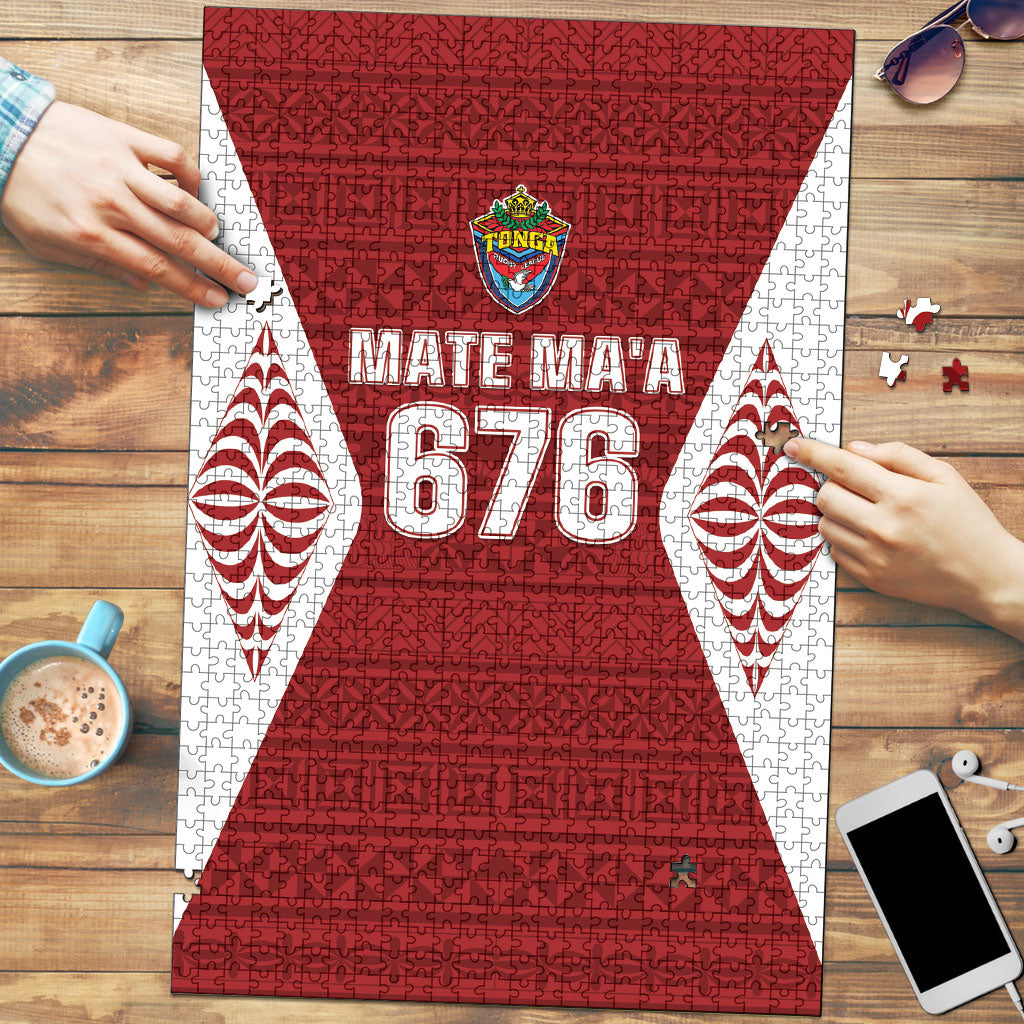 Mate Maa Tonga Rugby Puzzle Kupesi Tokelau Feletoa Pattern LT05 Red - Polynesian Pride